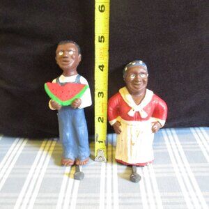 Vintage 2-Black Americana Man and Woman wall hanging hooks, wooden